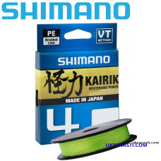 Шнур плетёный Shimano Kairiki 4 PE диаметр 0,10мм размотка 150м светло-зелёный